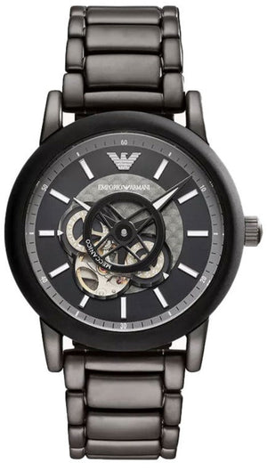 Emporio Armani Meccanico Automatic Black Dial Black Steel Strap Watch For Men - AR60010 Authentic Buy Shop Now