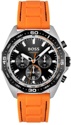 Hugo Boss Energy Chronograph Quartz Black Dial Orange Rubber Strap Watch For Men - 1513970 Authentic Buy Shop Now