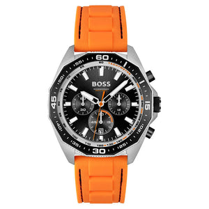 Hugo Boss Energy Chronograph Quartz Black Dial Orange Rubber Strap Watch For Men - 1513970 Authentic Buy Shop Now