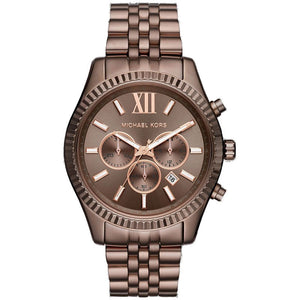 Michael Kors Lexington Chronograph Brown Dial Brown Steel Strap Watch For Men - MK8522 Authentic Buy Shop Now
