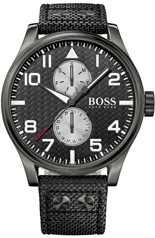 Hugo Boss Aeroliner Maxx Quartz Black Dial Black Nylon Strap Watch For Men - HB1513086 Authentic Buy Shop Now