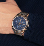 Tissot PR 100 Chronograph Blue Dial Silver Mesh Bracelet Watch for Men - T101.417.11.041.00 Authentic Buy Shop Now