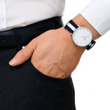 Daniel Wellington Classic Glasgow White Dial Two Tone NATO Strap Watch For Men - DW00100018 Authentic Buy Shop Now