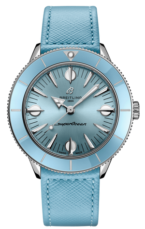 Breitling Superocean Heritage '57 Pastel Paradise Blue Dial Blue Leather Strap Watch for Women - A10340161C1X1 Authentic Buy Shop Now