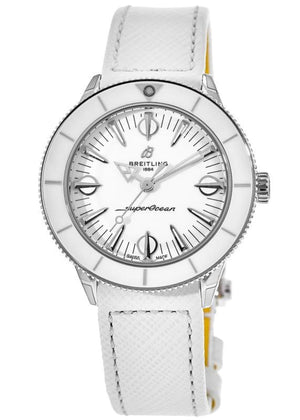 Breitling Superocean Heritage '57 Pastel Paradise White Dial White Leather Strap Watch for Women - A10340A71A1X1 Authentic Buy Shop Now