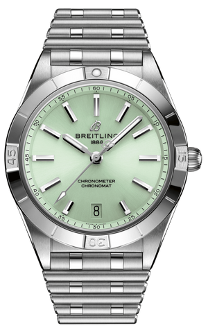 Breitling Chronomat Automatic 36 Green Dial Silver Steel Strap Watch for Women - A10380101L1A1 Authentic Buy Shop Now