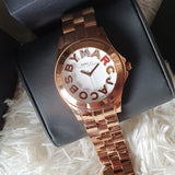 Marc Jacobs Rivera White Dial Rose Gold Steel Strap Watch for Women - MBM3138 Authentic Buy Shop Now