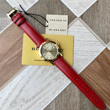 Burberry The City Gold Dial Red Leather Strap Watch for Women - BU9140 Authentic Buy Shop Now