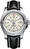 Breitling Colt 44mm Automatic Silver Dial Black Leather Mens Watch - A1731311/G820/428X Authentic Buy Shop Now