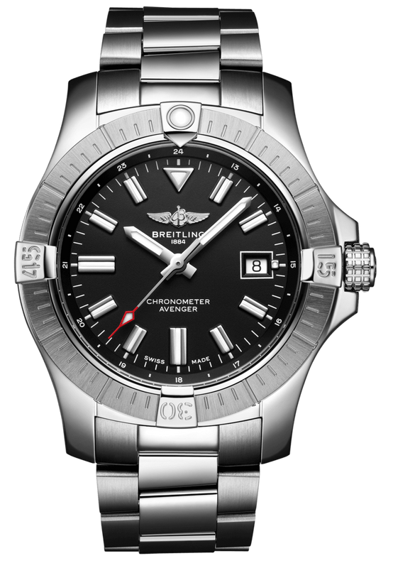 Breitling Avenger Automatic 43mm Black Dial Silver Steel Strap Watch for Men - A17318101B1A1 Authentic Buy Shop Now