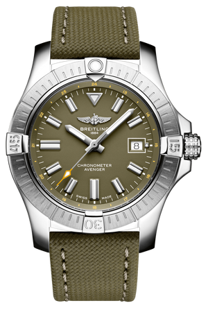 Breitling Avenger Automatic GMT 43 Green Dial Green Nylon Strap Watch for Men - A17318101L1X1 Authentic Buy Shop Now