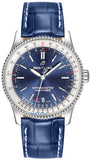 Breitling Navitimer Automatic 38mm Blue Dial Blue Leather Strap Mens Watch - A17325211C1P1 Authentic Buy Shop Now