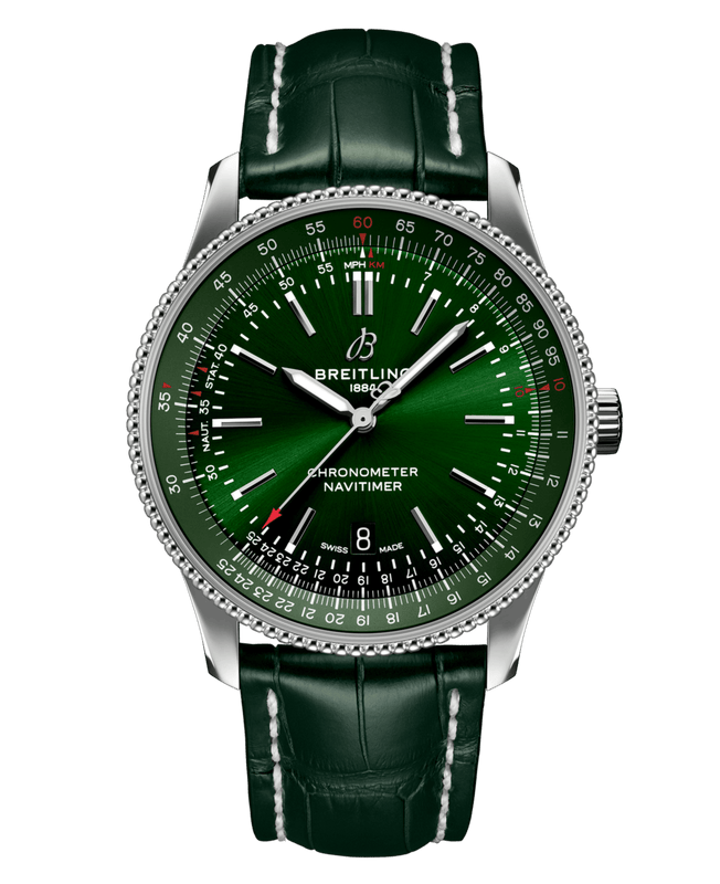 Breitling Navitimer Automatic 41mm Green Dial Green Leather Strap Watch for Men - A17326361L1P1 Authentic Buy Shop Now
