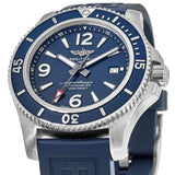 Breitling Superocean 44mm Automatic Blue Dial Blue Rubber Strap Watch for Men - A17367D81C1S2 Authentic Buy Shop Now