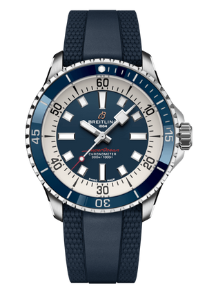 Breitling Superocean Automatic 42mm Blue Dial Blue Rubber Strap Watch for Men - A17375E71C1S1 Authentic Buy Shop Now