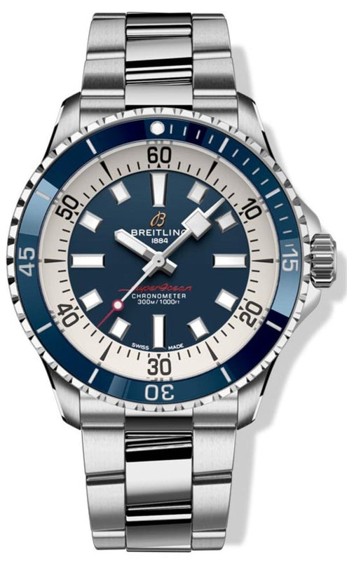 Breitling Superocean Automatic 42mm Blue Dial Silver Steel Strap Watch for Men - A17375E71C1A1 Authentic Buy Shop Now