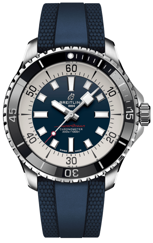 Breitling Superocean Automatic 44 Blue Dial Blue Rubber Strap Watch for Men - A17376211C1S1 Authentic Buy Shop Now
