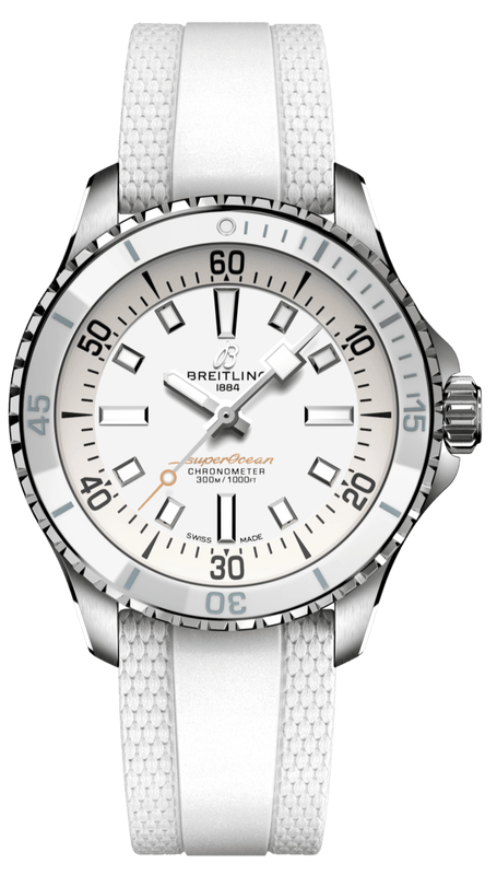 Breitling Superocean Automatic 36 White Dial White Rubber Strap Watch for Men - A17377211A1S1 Authentic Buy Shop Now