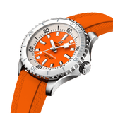 Breitling Superocean Automatic 36 Orange Dial Orange Rubber Strap Watch for Men - A17377211O1S1 Authentic Buy Shop Now