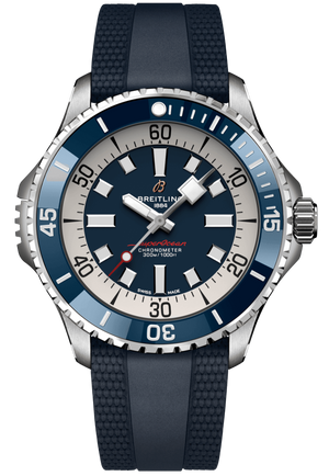 Breitling Superocean Automatic 46 Blue Dial Blue Rubber Strap Watch for Men - A17378E71C1S1 Authentic Buy Shop Now