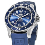 Breitling Superocean II 44mm Blue Dial Blue Rubber Strap Watch for Men - A17392D8/C910/158S/A20SS.1 Authentic Buy Shop Now