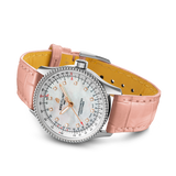 Breitling Navitimer Automatic 35 Mother of Pearl Dial Pink Leather Strap Watch for Women - A17395211A1P3 Authentic Buy Shop Now