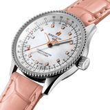 Breitling Navitimer Automatic 35 Mother of Pearl Dial Pink Leather Strap Watch for Women - A17395211A1P3 Authentic Buy Shop Now