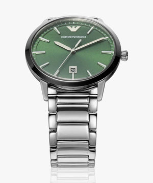Emporio Armani Claudio Green Dial Silver Steel Strap Watch for Men - AR11575 Authentic Buy Shop Now