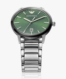 Emporio Armani Claudio Green Dial Silver Steel Strap Watch for Men - AR11575 Authentic Buy Shop Now