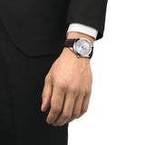 Tissot Gentleman Powermatic 80 Silicium Silver Dial Brown Leather Strap Watch For Men - T127.407.16.031.01 Authentic Buy Shop Now