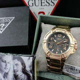Guess Rigor Multi Function Black Dial Rose Gold Steel Strap Watch For Men - W0218G3 Authentic Buy Shop Now