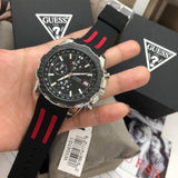 Guess Octane Chronograph Black Dial Two Tone Silicone Strap Watch For Men - W1047G1 Authentic Buy Shop Now