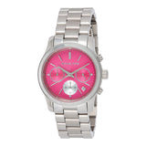 Michael Kors Runway Chronograph Pink Dial Silver Steel Strap Watch for Women - MK6160 Authentic Buy Shop Now
