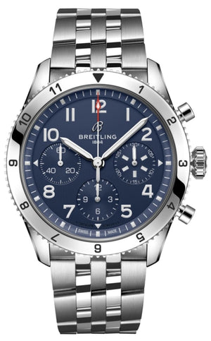 Breitling Avi Chronograph 42 Tribute to Vought F4U Corsair Blue Dial Silver Steel Strap Watch for Men - A233801A1C1A1 Authentic Buy Shop Now