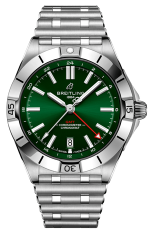 Breitling Chronomat GMT 40 Green Dial Silver Steel Strap Watch for Men - A32398101L1A1 Authentic Buy Shop Now