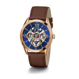 Guess Tailor Analog Blue Dial Brown Leather Strap Watch for Men - GW0389G3 Authentic Buy Shop Now