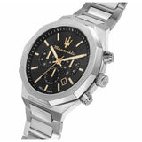 Maserati Stile Chronograph Black Dial Silver Steel Strap Watch For Men - R8873642010 Authentic Buy Shop Now