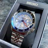 Seiko 5 Sports Automatic GMT SKX Sports Style Asia Exclusive Limited Edition Ice Blue Dial Silver Steel Strap Watch For Men - SSK029K1 Authentic Buy Shop Now