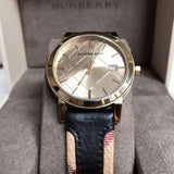 Burberry The City Gold Dial Black Leather Strap Watch for Men - BU9032 Authentic Buy Shop Now