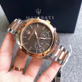 Maserati Traguardo Chronograph Brown Dial Two Tone Steel Strap Men's Watch - R8873612003 Authentic Buy Shop Now