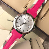 Burberry The City White Dial Haymarket Pink Leather Strap Watch for Women - BU9149 Authentic Buy Shop Now