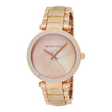 Michael Kors Parker Mother of Pearl Pink Dial Two Tone Steel Strap Watch for Women - MK6492 Authentic Buy Shop Now