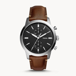 Fossil Townsman Chronograph Black Dial Brown Leather Strap Watch for Men - FS5280 Authentic Buy Shop Now