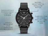 Emporio Armani Dress Chronograph Black Dial Black Leather Strap Watch For Men - AR1918 Authentic Buy Shop Now