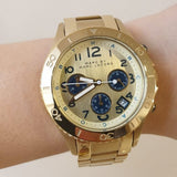 Marc Jacobs Rock Metal Chronograph Gold Dial Gold Steel Strap Watch for Men - MBM3158 Authentic Buy Shop Now