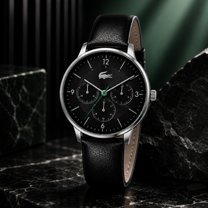 Lacoste Club Multi Watch Black Dial Black Leather Strap Watch for Men - 2011139 Authentic Buy Shop Now