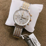 Hugo Boss Navigator White Dial Two Tone Steel Strap Watch for Men - 1513499 Authentic Buy Shop Now