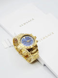 Versace Classic Chronograph Quartz Blue Dial Gold Steel Strap Watch For Men - VEV700619 Authentic Buy Shop Now