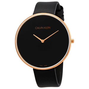 Calvin Klein Full Moon Black Dial Black Leather Strap Watch for Women - K8Y236C1 Authentic Buy Shop Now
