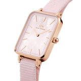 Daniel Wellington Quadro Pressed Mother of Pearl Pink Dial Pink Nylon Strap Watch For Women - DW00100509 Authentic Buy Shop Now